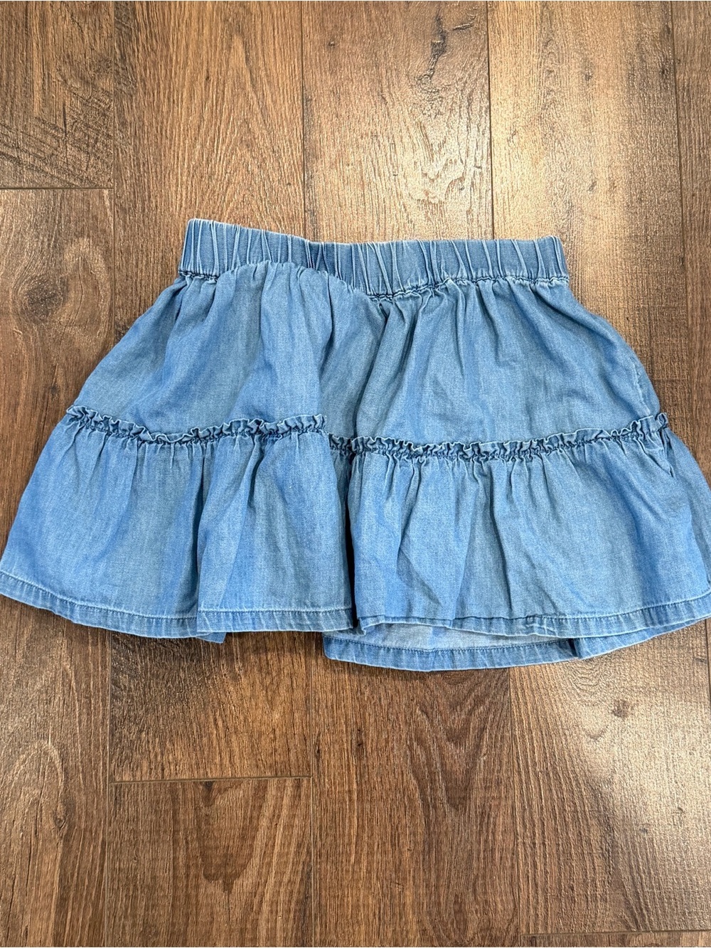 Girls Light Blue Denim Tiered Skirt - GAP